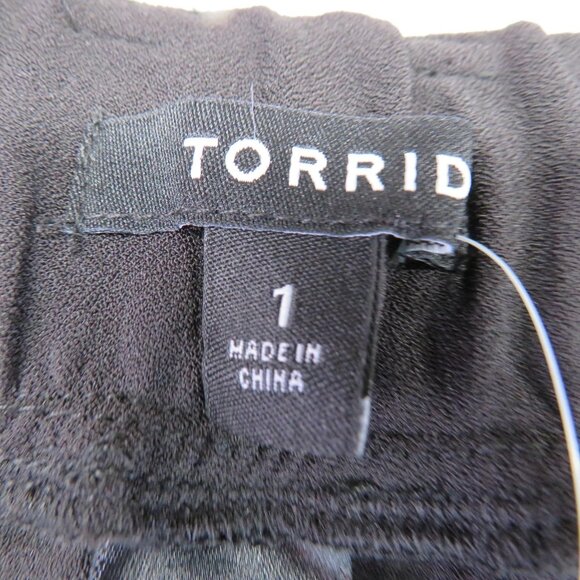 Torrid Pants Womens 1X 14-16 Black Tie Front Cigarette Pull On Office Work - Picture 6 of 11